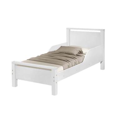 Imagem de Cama Infantil Meli Mini com Pés de Madeira com Grade de Proteção para Dormitório Branco