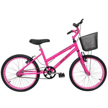 Imagem de Bicicleta Infantil Passeio Aro 20 Cesta Feminina Rosa Neon - BIKE STIL