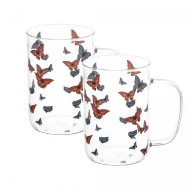 Imagem de Caneca Vidro Borossilicato com 2 Peças 280ml  Butterfly - ROJEMAC