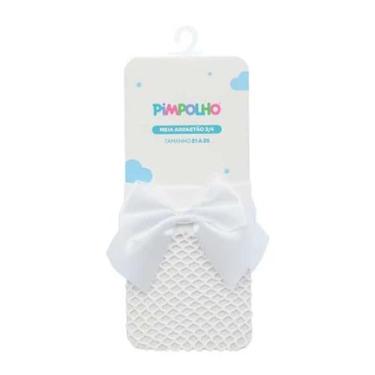 Imagem de Meia 3/4 Infantil Arrastão com Laço Pimpolho, Branco, 16 a 20