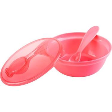Imagem de Pratinho Fundo Bebe Bowl Com Tampa E Colher 300 Ml - Buba, Rosa