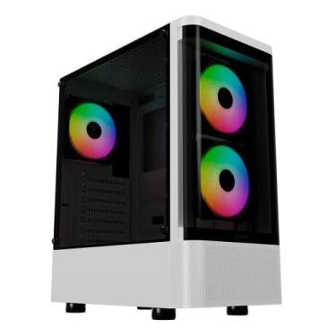 Imagem de Gabinete Gamer Gamdias Talos E3 CG WH, Mid Tower, ARGB, ATX, Lateral e
