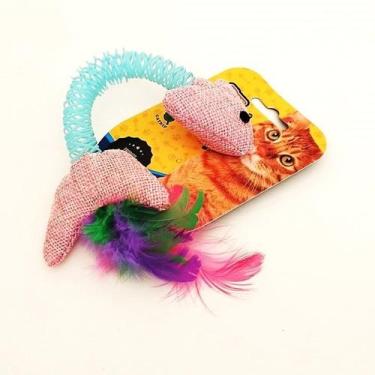 Imagem de Brinquedo Interativo para gatos Peixe Peixinho c/ mola - Bom Amigo, Ro
