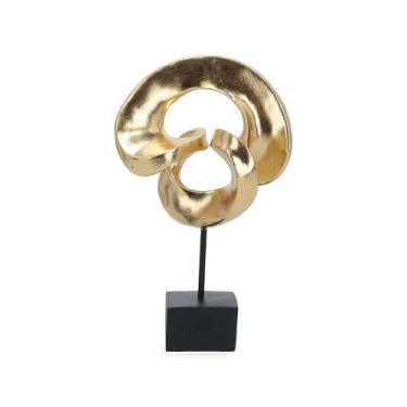 Imagem de Escultura Decorativa Abstrata em Poliresina Dourado 38cm 19037 Mart