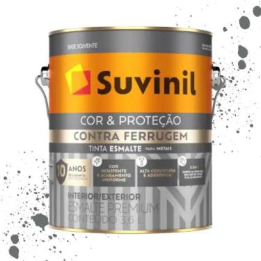 Imagem de Esmalte Cor E Proteção Contra Ferrugem Brilhante Preto Suvinil 3,6L - 
