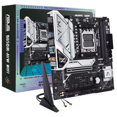Imagem de Placa Mãe Asus B650M-AYW Wi-Fi Socket AM5 DDR5 Micro ATX 2x M.2 Pcie 4.0 Bluetooth 5.2 RGB Gaming Preto