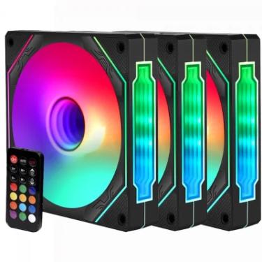 Imagem de Kit Fan Com 3 Unidades Liketec Enigma ARGB, 120mm, Com Controladora, Preto, Lf-kitaRGB-enigma-2079