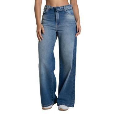 Imagem de Calça Jeans Sawary Wide Leg Petit Cós Duplo - 283807 - Azul médio 36, 