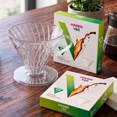 Imagem de Kit Suporte Coador de Café Hario Transparente V60 Tamanho 03 + 80 Filt