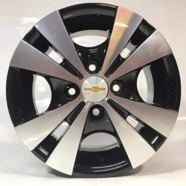 Imagem de Kit 4 Rodas Aro 13 4x100 Cata Vento  Celta Corsa Cor Preto Diamantado 