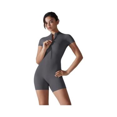 Imagem de Macacão De Yoga Feminino De Manga Curta, Roupas De Treino, Bodysuit De