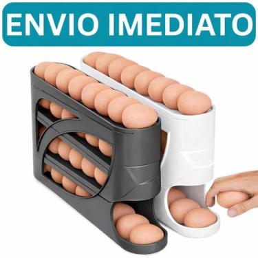 Imagem de Porta Ovos Rolante com 4 Andares: Organize até 30 Ovos na sua Geladeir