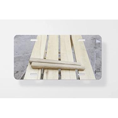 Imagem de Capa para placa de licença de xilofone de madeira feita à mão – Capa para placa de carro – Capa para moldura da placa de carro 15 x 30 cm