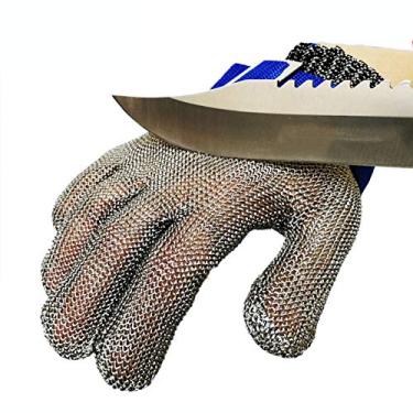 Imagem de WXYZ Luvas Resistentes a Corte Luvas resistentes a cortar, fio de aço inoxidável e luvas de açougueiro de malha de fio de metal, adequado para mão esquerda e mão direita (Size : Small)