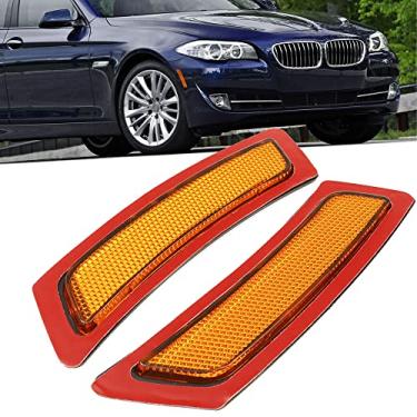 Imagem de KYYET Refletor de luzes laterais para para-choque dianteiro compatível com BMW F10/F11 Série 528i 528ix 535i 550i (lentes âmbar)