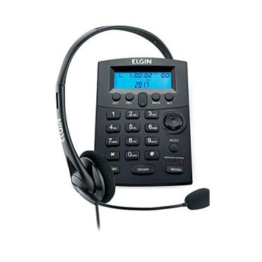 Imagem de Telefone Headset com Identificador de Chamadas HST8000 Elgin Base Discadora Conjunto Telefonista Preto