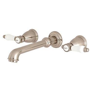 Imagem de Kingston Brass KS7028BPL enchimento de banheira romana Bel-Air, 27 cm no alcance do bico, níquel escovado