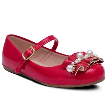 Imagem de Sapatilha Popidi Infantil Feminina Perola Sanfonado 02.24J (Vermelho, BR, Criança de 9 a 12 anos, Numérico, 34)