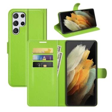 Imagem de Capa Capinha Carteira Danet Para Galaxy S22 Ultra Tela 6.8 Case Couro 360 Premium Anti Impacto (Verde)