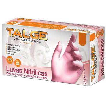 Imagem de Luva Nitrilo Rosa P sem pó Talge com 100 un