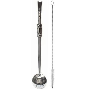 Imagem de Bomba 25cm Para Tererê Chimarrão Aço Inox 304 Bojo Com Rosca