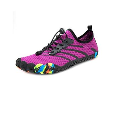 Imagem de Bestgift Sapatos respiráveis de tamanho grande, sapatos de cinco dedos, sapatos de praia de verão para homens e mulheres, secagem rápida Roxo 33.5