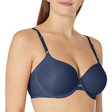 Imagem de Warner's Sutiã feminino plus size Simply Perfect Underarm-Smoothing Comfort Underwire levemente forrado Ta4356, Botão azul, 38B