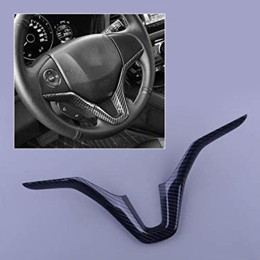Imagem de MIVLA Cobertura do painel do lábio inferior do volante do carro guarnição adesivo moldura decoração textura de fibra de carbono, para Honda HR-V HRV 2016-2021