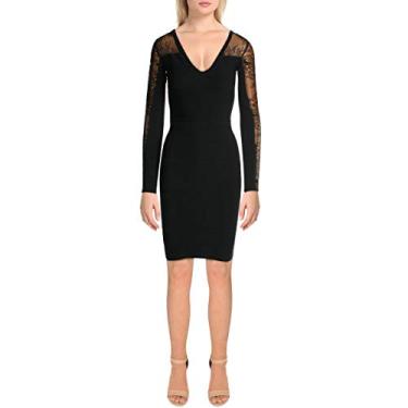 Imagem de French Connection Vestido feminino Viven colado ao corpo com stretch semitransparente, Odelia Preto, 44