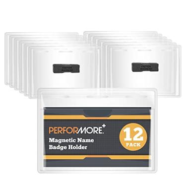 Imagem de Performore Pacote com 12 porta-crachás magnéticos, etiqueta horizontal de 10 x 7 cm para convenções, expositores, eventos – protetor de cartão de vacina para registro de imunização CDC, etiqueta de