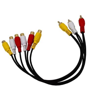 Imagem de TECKEEN 1 cabo adaptador de áudio e vídeo AV 3 conectores RCA macho para 6 RCA fêmea