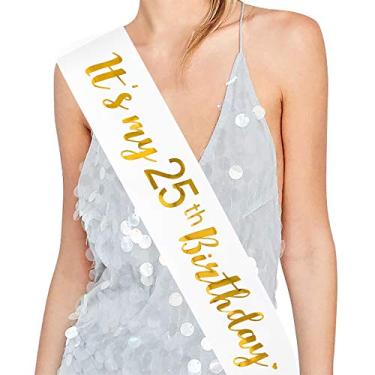 Imagem de Faixa “It's My 25th Birthday” da ADBetty – Faixa de aniversário de 25 anos, faixa de aniversário para meninas, lembrancinhas de aniversário, suprimentos e decorações