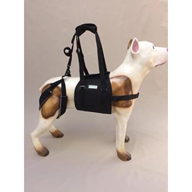 Imagem de Peitoral com suporte das patas traseiras para Pets com deficiência para andar, cor preta TAMANHO:G (75 A 85 CM)