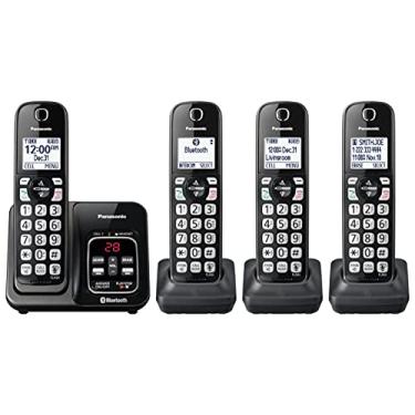 Imagem de Panasonic Sistema de telefone sem fio expansível com Bluetooth Link2Cell, assistente de voz, máquina de atendimento e bloqueio de chamadas - 4 aparelhos sem fio - KX-TGD664M (preto metálico)