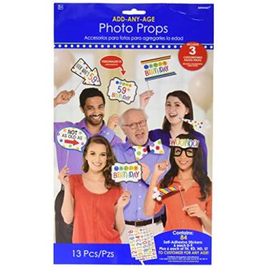 Imagem de Amscan Adereços para fotos de aniversário para qualquer idade, tamanho único, multicolorido