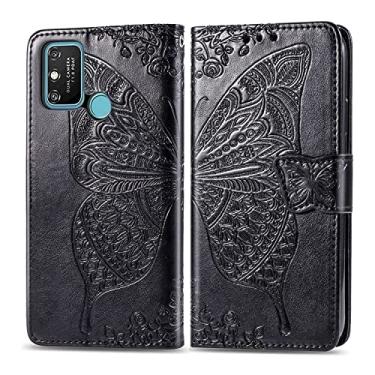 Imagem de YUNCHAO Caixa de telefone Para Huawei Honor 9a Butterfly Love Flower Flor Flip Leather Case com suporte/cartas/carteira/cordão capa para celular