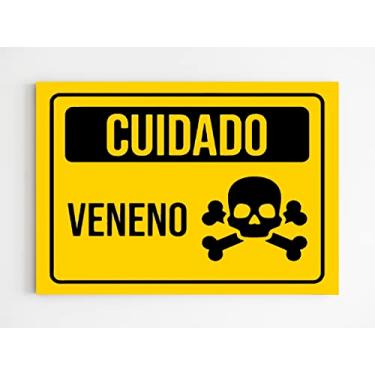 Imagem de Placa de sinalização cuidado veneno aviso mdf 20X29 A4