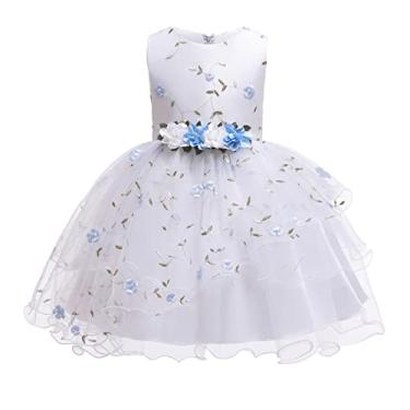 Imagem de Vestido de festa de tule para bebês meninas de volta às aulas 210 anos roupas de baile infantil tule linha A (azul, 9 a 10 anos)