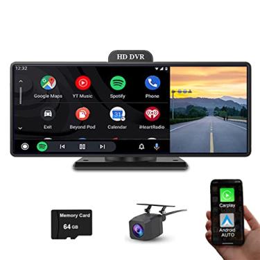 Imagem de XRC TECH Android 10.0 Painel do carro Dash Cam Carplay&Android Auto Espelho retrovisor grande com Carro Dvr 5G Wifi GPS Navi Bluetooth Música Lente dupla FHD 1080P RAM 4 GB ROM 64 GB