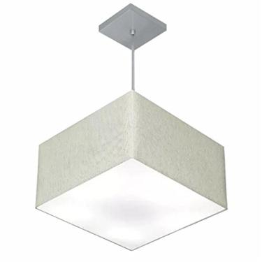 Imagem de Lustre Pendente Quadrado Cúpula Tecido 21/35x35 cm, Vivare Iluminação, Pendente4020 CZ, Cinza, Pequeno