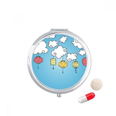 Imagem de Caixa de comprimidos colorida com estampa de lanterna de nuvem de desenho animado, caixa de armazenamento de medicamentos dispensador de recipiente