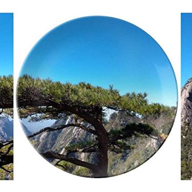 Imagem de Prato de madeira de pinheiro decorativo de porcelana salver louça de jantar