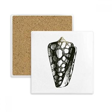 Imagem de Caracol Vida Marinha Ilustração Preta Quadrada Porta-copos Suporte Subplaca Pedra de Isolamento