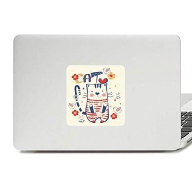 Imagem de Adesivo de desenho animado fofo de gato pássaro desenho de flores vinil paster laptop decoração PC