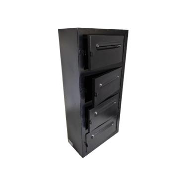 Imagem de Caixa Correio Frontal Chapa Aço Preta e Cadeado 4 Módulos