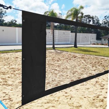 Imagem de Rede Multiuso Zaka Volei Beach Futevolei com banda lateral Preta 9,60m x 1m