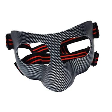 Imagem de #N/a Máscara facial para nariz quebrado Máscara de Protetor de futebol Protetor facial Protetor facial para atlético, faixa preta vermelha