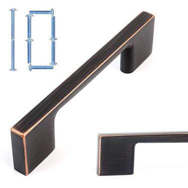 Imagem de Puxador de armário Koofizo Square D – Cabo de móveis de bronze polido a óleo, espaçamento de parafusos de 7,6 cm/76 mm, pacote com 10 para porta de cozinha, gaveta de cômodos, armário de banheiro