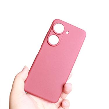 Imagem de QUIETIP Capa compatível com Asus Zenfone 9 e Zenfone 10 com protetor de tela, capa protetora à prova de choque macia fina de silicone fosco antiderrapante, vermelha