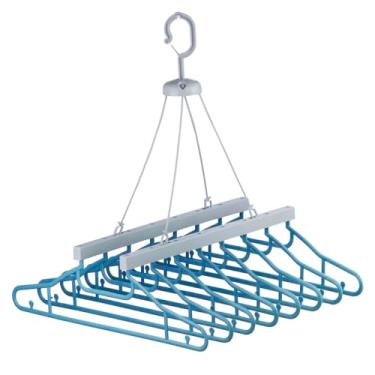 Imagem de Varal Cabideiro 8 Cabides Colorido para Camiseta Multiuso e Compacto - Sekamais Azul